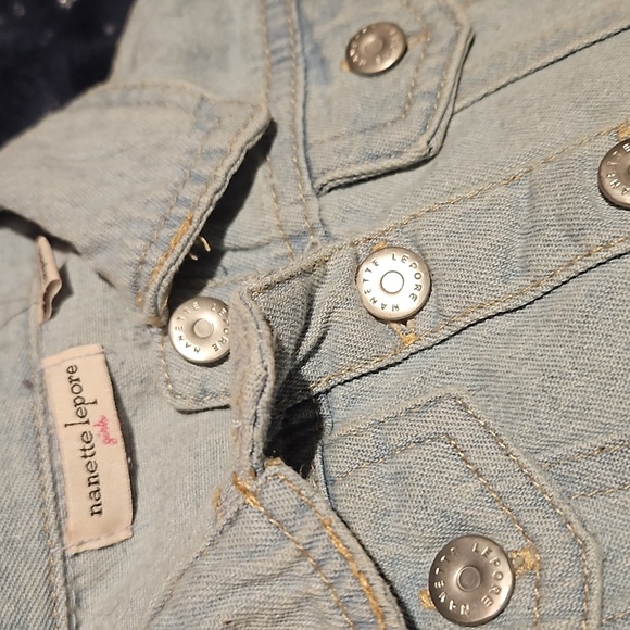 Nanette Lepore Girls Light Blue Jean Jacket - Picture 4 of 6